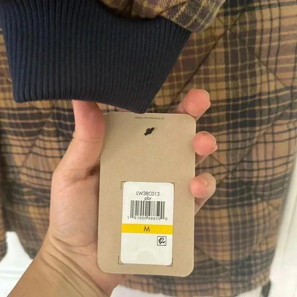 Levi's Checkered Wool-Blend Puffer Coat - Brown and Navy - Picture 11 of 14